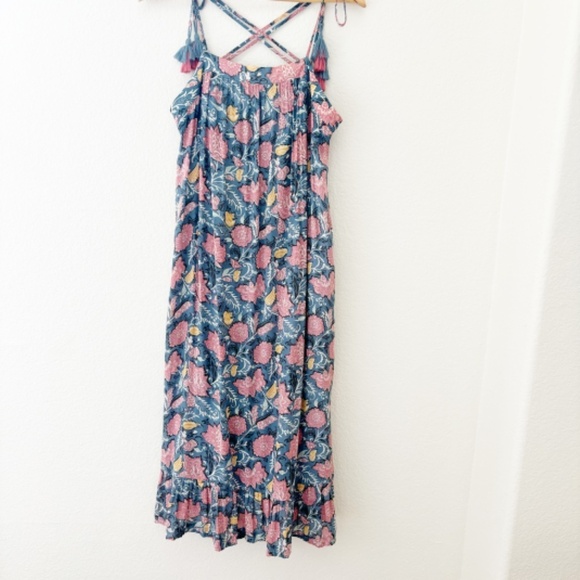 Loft Wildflower Peasant maxi‎ dress Size Medium - Picture 2 of 8